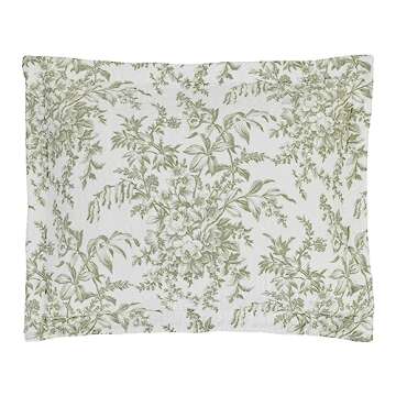 Laura Ashley - Twin Quilt Set, Reversible Cotton Bedding with Matching Sham, Lightweight Home Decor for All Seasons (Bedford Green/Off-White, Twin)