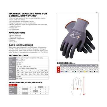 MaxiFlex PIP 34-874/L Maxi Flex Ultimate 34874 Foam Nitrile Palm Coated Gloves, Gray, Large (Pack of 12)