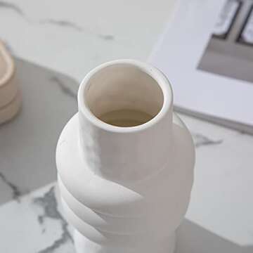 ANDING White Ceramic Vase is a Nordic Minimalist Style Decoration, Creative Vase, Used for Decoration, Kitchen, Office Or Living Room, Modern Geometric Decorative Vase for Home Decoration (A398White)