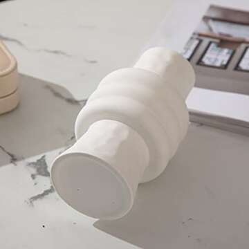 ANDING White Ceramic Vase is a Nordic Minimalist Style Decoration, Creative Vase, Used for Decoration, Kitchen, Office Or Living Room, Modern Geometric Decorative Vase for Home Decoration (A398White)