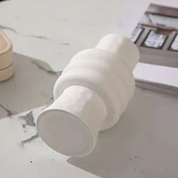 ANDING White Ceramic Vase is a Nordic Minimalist Style Decoration, Creative Vase, Used for Decoration, Kitchen, Office Or Living Room, Modern Geometric Decorative Vase for Home Decoration (A398White)