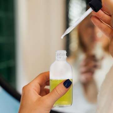 Comrzor 48 Pack 2oz Clear Glass Bottles with Glass Eye Droppers for Essential Oils, Perfumes & Lab Chemicals (Brush, Funnels, 2 Extra Droppers, 54 Pieces Labels & 30ml Measuring Cup Included)