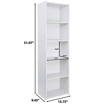 Stylish 5-Tier Bookshelf for Small Spaces and Kids