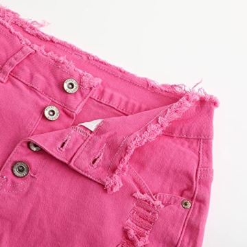 Women's Stretchy Ripped Jean Shorts Pink Denim Fashion