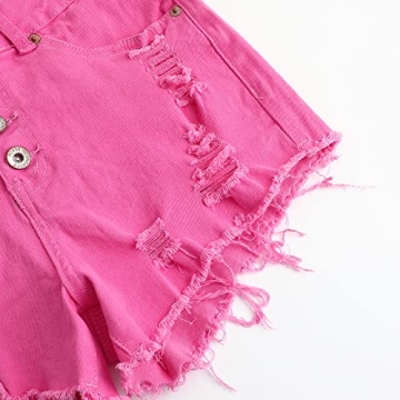 Women's Stretchy Ripped Jean Shorts Pink Denim Fashion