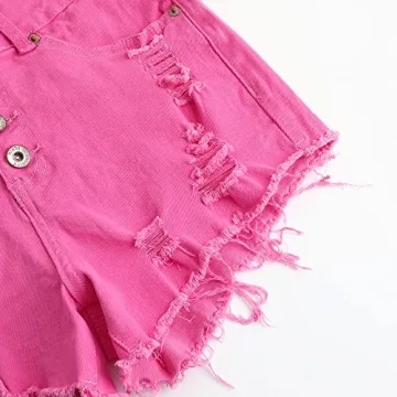 Women's Stretchy Ripped Jean Shorts Pink Denim Fashion