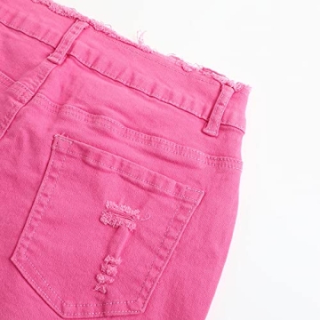 Women's Stretchy Ripped Jean Shorts Pink Denim Fashion