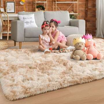 Foxmas Shag Rugs for Bedroom Living Room, 5x7Ft Soft Fluffy Tie-Dyed Rug for Kids Room with Non-Slip...