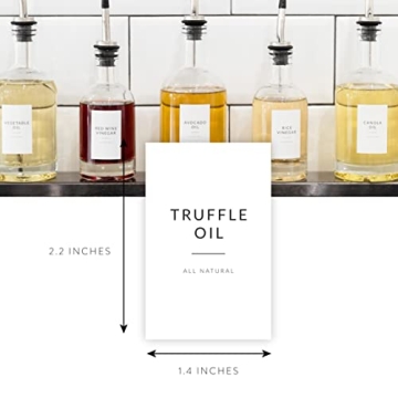 Minimalist Oil Bottle Labels Stickers - 54 Pantry Labels for Vinegar & Oil Dispenser Bottles Condiment Labels - Oil Jar Labels Pantry Stickers - Kitchen Stickers Waterproof Oil Bottle Labels Stickers
