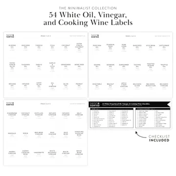 Minimalist Oil Bottle Labels Stickers - 54 Pantry Labels for Vinegar & Oil Dispenser Bottles Condiment Labels - Oil Jar Labels Pantry Stickers - Kitchen Stickers Waterproof Oil Bottle Labels Stickers