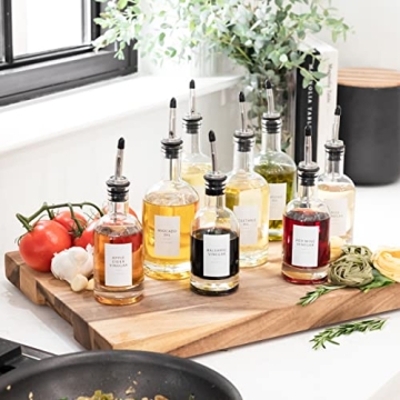 Minimalist Oil Bottle Labels Stickers - 54 Pantry Labels for Vinegar & Oil Dispenser Bottles Condiment Labels - Oil Jar Labels Pantry Stickers - Kitchen Stickers Waterproof Oil Bottle Labels Stickers