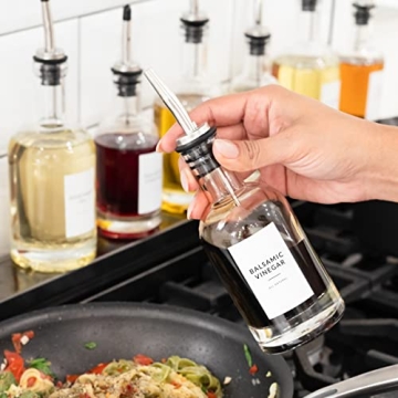 Minimalist Oil Bottle Labels Stickers - 54 Pantry Labels for Vinegar & Oil Dispenser Bottles Condiment Labels - Oil Jar Labels Pantry Stickers - Kitchen Stickers Waterproof Oil Bottle Labels Stickers