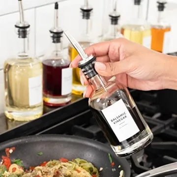 Minimalist Oil Bottle Labels Stickers - 54 Pantry Labels for Vinegar & Oil Dispenser Bottles Condiment Labels - Oil Jar Labels Pantry Stickers - Kitchen Stickers Waterproof Oil Bottle Labels Stickers