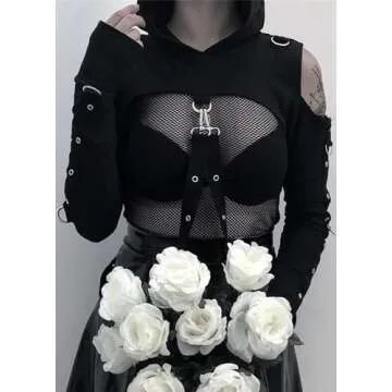 Button up Shirts Aesthetic alt Shirt Gothic Shirts for Women Goth Black Shirt alt Shirt hot Topic Shirts alt Shirts Goth Black Gothic Summer Cropped Tshirt Dark Aesthetic Shirts Gothic Shirts