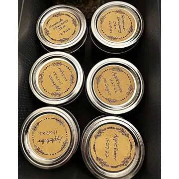 500pcs 2" Label Stickers for Jars and Lids, 4 Different Wreath Designs, Kraft Sticker Labels Pantry Labels, Mason Jar Labels Canning Labels Bottle Labels