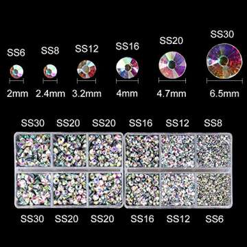 OUTUXED 5040pcs AB Mixed Size Hotfix Rhinestones for Halloween Costume Accessory, Crafts Flatback Crystals with Tweezers and Picking Pen 2-6.5mm