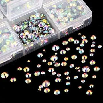 OUTUXED 5040pcs AB Mixed Size Hotfix Rhinestones for Halloween Costume Accessory, Crafts Flatback Crystals with Tweezers and Picking Pen 2-6.5mm