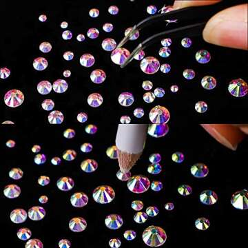 OUTUXED 5040pcs AB Mixed Size Hotfix Rhinestones for Halloween Costume Accessory, Crafts Flatback Crystals with Tweezers and Picking Pen 2-6.5mm