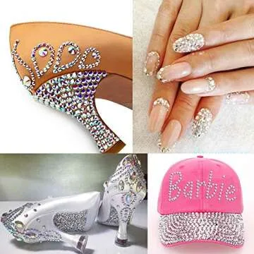 OUTUXED 5040pcs AB Mixed Size Hotfix Rhinestones for Halloween Costume Accessory, Crafts Flatback Crystals with Tweezers and Picking Pen 2-6.5mm