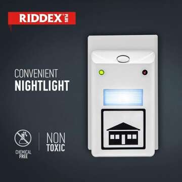 RIDDEX Plus Insect Repellent | Plug in, Mouse Deterrent - Pest Control for Defense Against Rats, Mice, Roaches, Bugs and Insects | Control Pests with No Chemicals or Poison | White