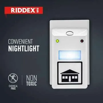 RIDDEX Plus Insect Repellent | Plug in, Mouse Deterrent - Pest Control for Defense Against Rats, Mice, Roaches, Bugs and Insects | Control Pests with No Chemicals or Poison | White