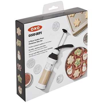 OXO Good Grips Cookie Press Holiday Disk Set, Metallic