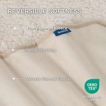 Bedsure Waterproof Blanket for Bed - Sherpa Fleece Waterproof Dog Blankets for Large Dogs, Pet Blankets for Bed/Couch/Dog Crate, Soft Plush Reversible Furniture Protector, Queen Size, 90"x86", Cream