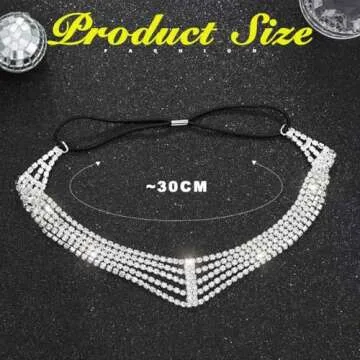 Jeairts Rhinestone Head Chain Forehead Bridal Headband Elastic Crystal Hair Band Halloween Prom Hair...