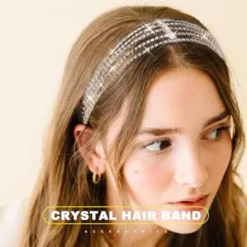 Jeairts Rhinestone Head Chain Forehead Bridal Headband Elastic Crystal Hair Band Halloween Prom Hair Jewelry for Women (1-Silver)