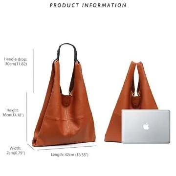 STEPHIECATH Women's Genuine Leather Handbag Vintage Slouch Hobo Shoulder Bag Large Casual Handmade Tote Snap Shopping Bags (TAN)
