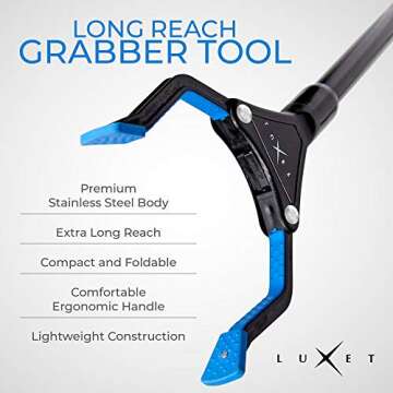 Grabber Reacher Tool - 26" Lightweight Steel Pickup Stick