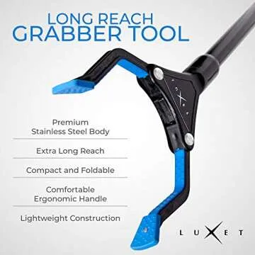 Grabber Reacher Tool - 26" Lightweight Steel Pickup Stick