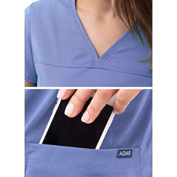 Adar Pro Scrubs Women Sweetheart V-Neck Top Ceil Blue