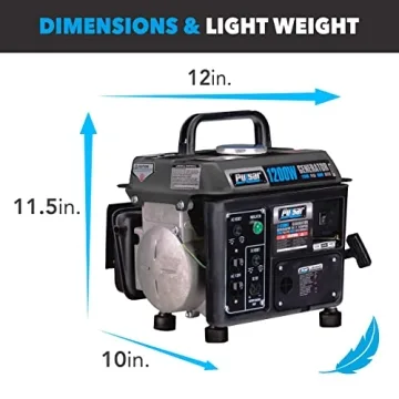 Pulsar G1200SG 1,200W Carrying Handle Gas-Powered Portable Generator, 1200w, Black/Gray