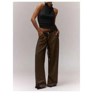 Milumia Women's Draped Halter Neck Backless Tank Top Sleeveless Asymmetrical Hem Crop Tops Black Small