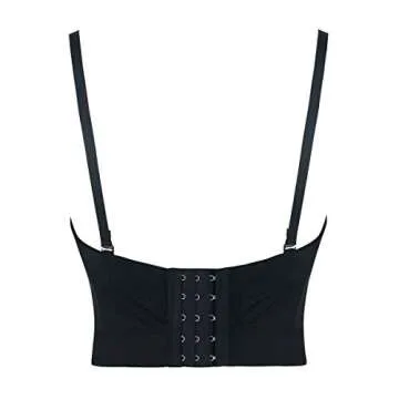 Charmian Women's Spaghetti Straps Rhinestone Beaded Push Up Bra Studded Gem Clubwear Party Bustier Crop Top Green Medium