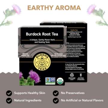 Buddha Teas - Organic Burdock Root Herbal Tea for Wellness - 100% Kosher & Non-GMO