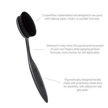 Artis Elite Black Oval 7 Brush | Oval Makeup Brush | Luxury Synthetic Foundation Brush | Ideal for foundation, SPF, Skincare | Use with liquids, powders, and creams | Creates Airbrush Finish