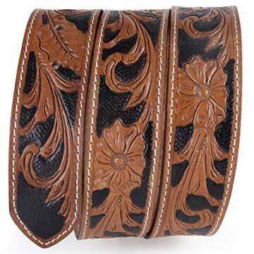 F&L CLASSIC Western Belt without buckle for men – Full Grain Leather Cowboy Belts for jeans - One ...