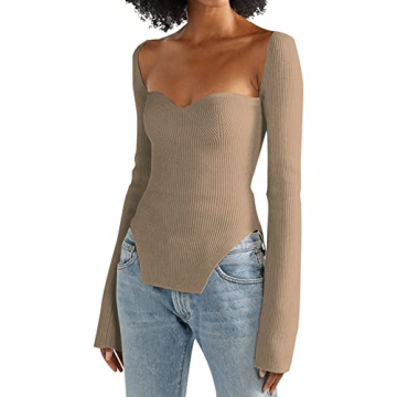 MISSACTIVER Stylish Sweetheart Neck Asymmetrical Knit Sweater