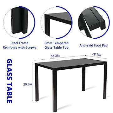 BAHOM 7 Piece Kitchen Dining Table Set for 6, Glass Dining Table and 6 Chairs PU Leather for Breakfast (2 Boxes)