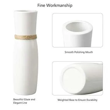 Stylish Jelofly White Ceramic Vases Set - Elegant Decor