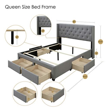 DG Casa Bardy Upholstered Queen Bed Frame with Storage