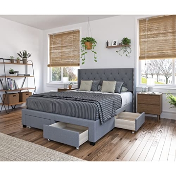 DG Casa Bardy Upholstered Queen Bed Frame with Storage