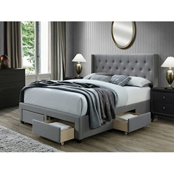 DG Casa Bardy Upholstered Queen Bed Frame with Storage
