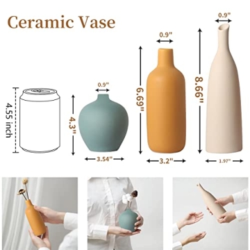 Colorful Ceramic Vase Set of 3 - Modern Home Decor