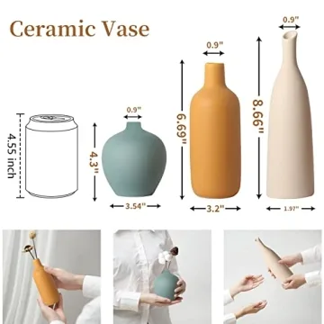 Colorful Ceramic Vase Set of 3 - Modern Home Decor