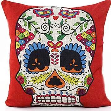 Colorful Skull Pillow Covers | L&J ART 4 PCS Set | Home Decor
