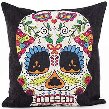 Colorful Skull Pillow Covers | L&J ART 4 PCS Set | Home Decor