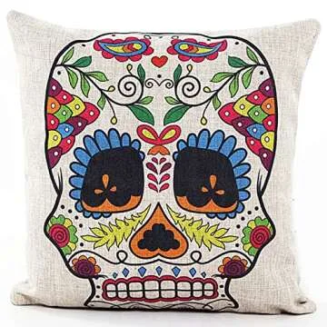 Colorful Skull Pillow Covers | L&J ART 4 PCS Set | Home Decor